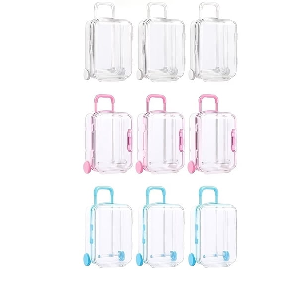 9-Piece Small Suitcase Gift Box Set for Weddings and Birthdays - Jewelry Storage & Decorative Candy Containers in Pink, Blue, and White
