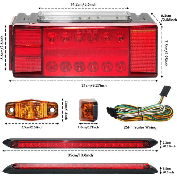 9-Piece Submersible LED Trailer Light Kit, IP68 Waterproof Boat Trailer ...