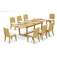 thumbnail image 1 of 9-Piece Teak Dining Set: 117" Rectangle Extendable Table + 8 Atnas Armless Chairs, 1 of 11