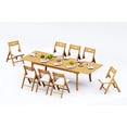thumbnail image 1 of 9-Piece Teak Dining Set: 117" Rectangle Extendable Table + 8 Surf Folding Armless Chairs, 1 of 10