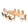 thumbnail image 1 of 9-Piece Teak Dining Set: 122" Rectangular Extendable Table + 8 Algrave Stacking Arm Chairs, 1 of 12