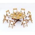 thumbnail image 1 of 9-Piece Teak Dining Set: 72" Round Table + 8 Surf Folding Armless Chairs, 1 of 7