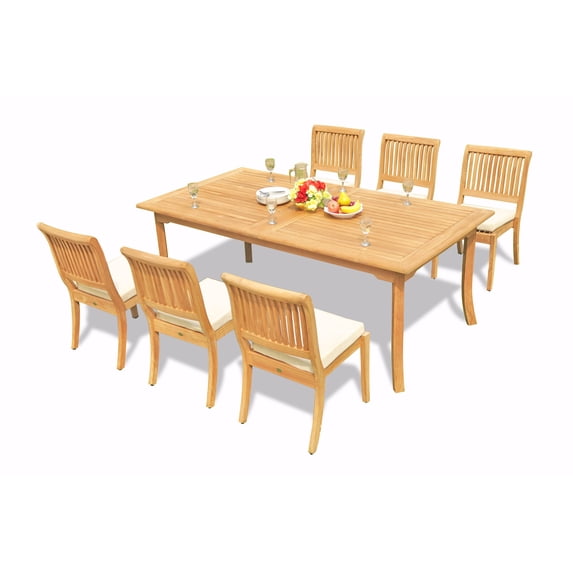 9-Piece Teak Dining Set: 83" Rectangle Table + 8 Arbor Stacking Armless Chairs