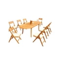 thumbnail image 1 of 9-Piece Teak Dining Set: 94" Oval Extendable Table + 8 Surf Folding Armless Chairs, 1 of 10