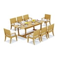 thumbnail image 1 of 9-Piece Teak Dining Set: 94" Rectangle Extendable Table + 8 Atnas Arm Chairs, 1 of 8