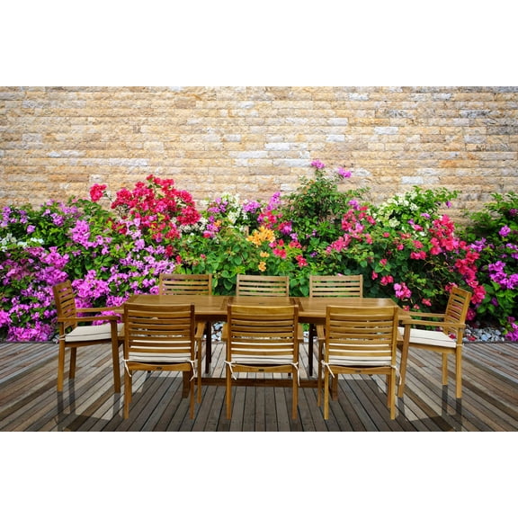 9 Piece Teak Wood Italy Outdoor Patio Dining Set With Cushions, A-Grade Teak Wood