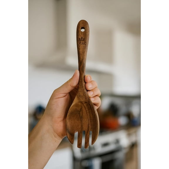 9-Piece Teak Wood Kitchen Utensil Set with Holder Nonstick Safe Heat Resistant
