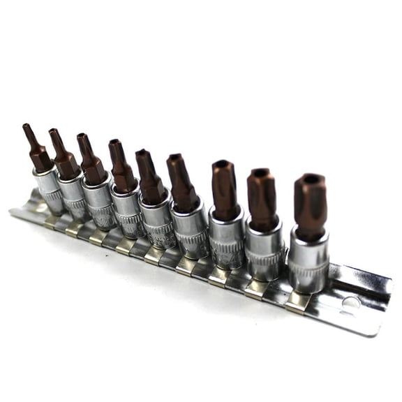 9-Piece Torx Bit Set for 1/4 Inch Drive, Blister Card Packaging, 1 Set TS10-TS50 Hand Tools