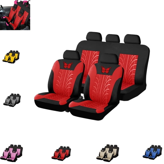 9-Piece Universal Car Seat Covers – Embroidered Waterproof Full Set Seat Protector for Most Cars, Stylish Interior Accessories with Easy Installation, Front & Rear Coverage