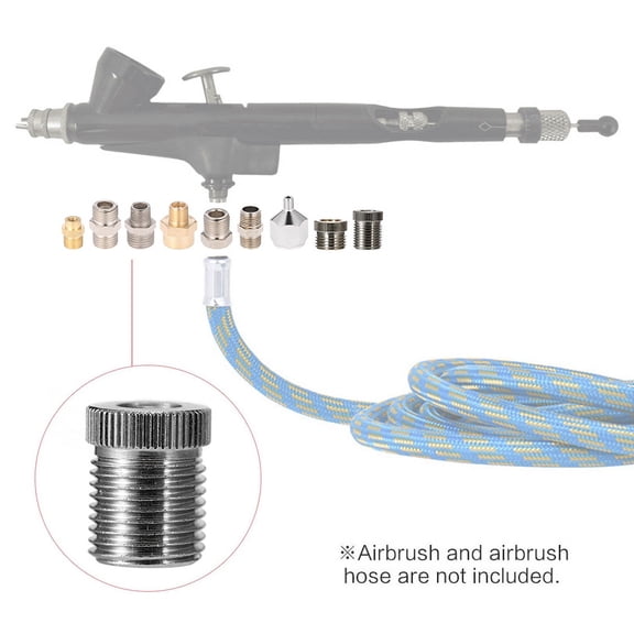 9-Piece Universal Professional Airbrush Adaptor Kit and Fitting Connector Set for Compressor and Airbrush Hose, Premium Copper and Iron Construction, Multi-Size Tools (16.5 cm / 6.5 inches)