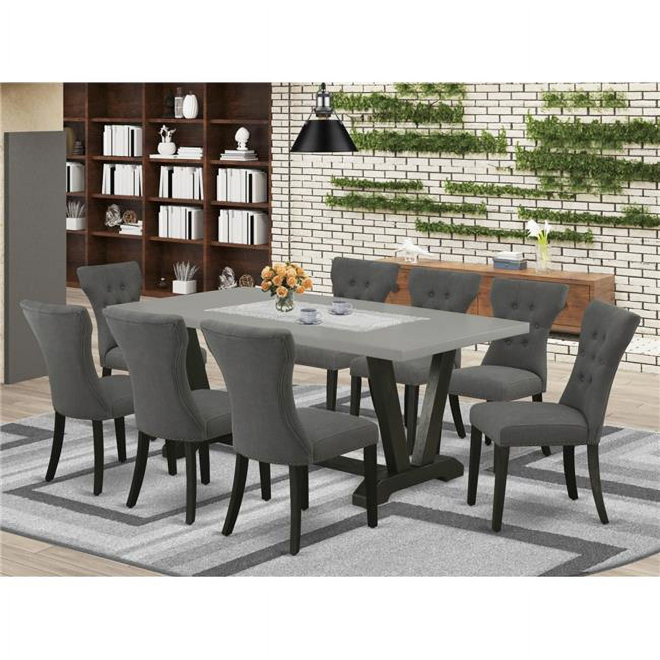 9 Piece V-Style Kitchen Table Set - Dark Gotham Gray - Walmart.com
