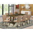 thumbnail image 1 of 9 Piece V-Style Modern Dining Table Set - Distressed Jacobean, 1 of 1