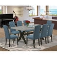 thumbnail image 1 of 9 Piece X-Style Dining Room Set - Blue & Cement, 1 of 1