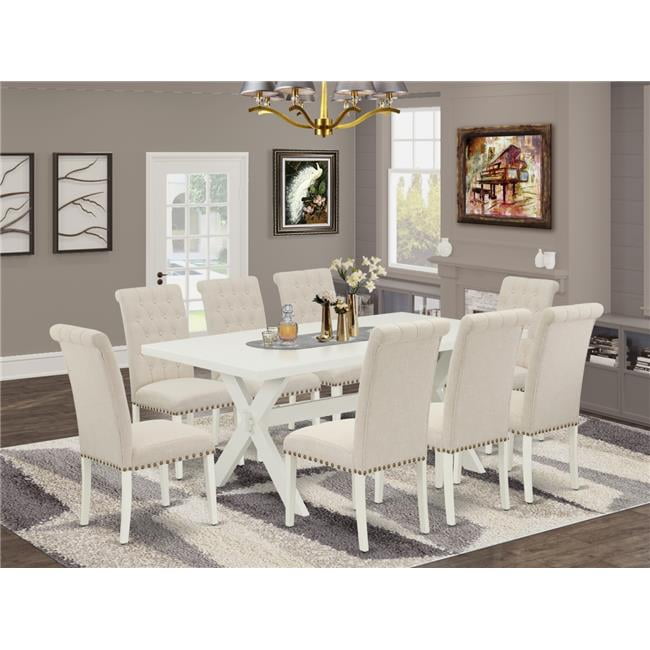 9 Piece X-Style Modern Dining Table Set - Ligh Beige - Walmart.com