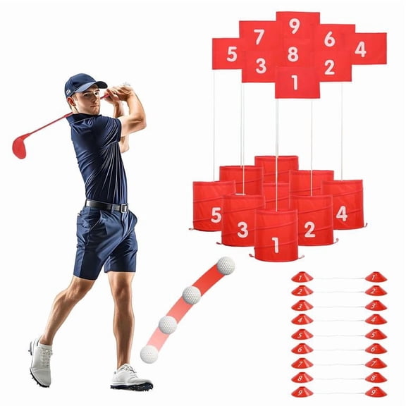 9-Piece Yard Golf Game Set, Portable Bucket Golf with 2 Clubs 6 Balls, for Beach Backyard Park Outdoor Family Fun