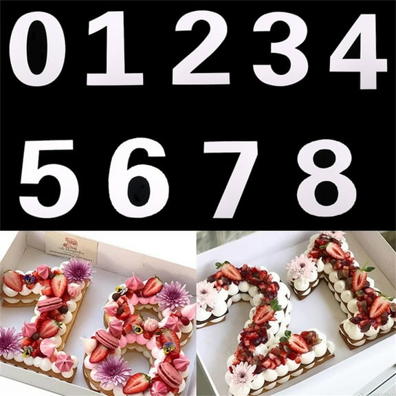 9 Pieces 0-8 Cake Number Stencils,TGY 8 Inch Number Cake Mold Baking Forms Moulds,Flat Plastic Mold Numerical Templates Cutting for DIY Numbers Cakes Pastry Cookies