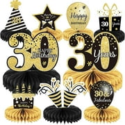 9 Pieces 30th Birthday Decoration 30th Birthday Honeycomb Centerpieces for Men and Women Thirty Years Birthday Party Decoration Supplies