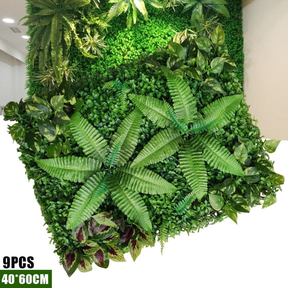 9 Pieces Artificial Panels Greenery Wall Hedge Grass Fence Foliage Panels Decor