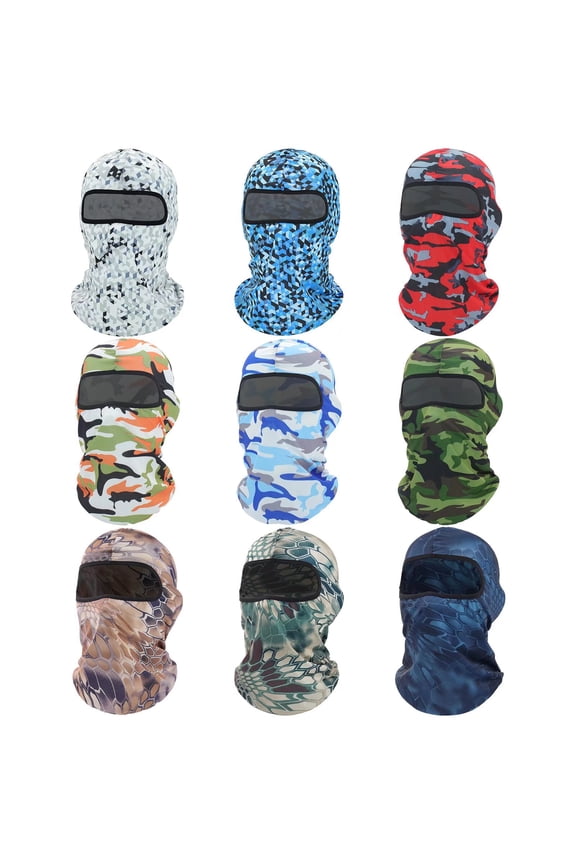 9 Pieces Balaclava Full Face Mask Ski Mask Neck Gaiter for Outdoor Sports Motorcycle Cycling UV Sun Protection Helmet Liner