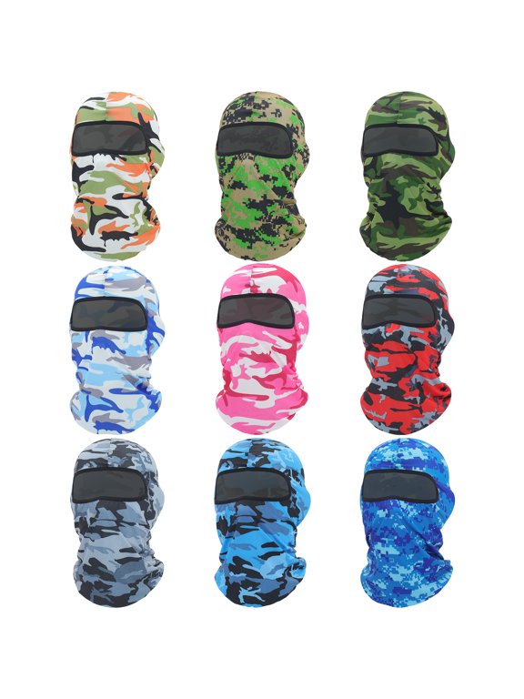 9 Pieces Balaclava Full Face Mask Ski Mask Neck Gaiter for Outdoor Sports Motorcycle Cycling UV Sun Protection Helmet Liner