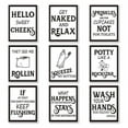 thumbnail image 1 of 9 Pieces Bathroom Wall Art Wall Decor, Funny Vintage Bathroom Sign Bathroom Posters for Wall Restroom Bathroom Decor, 1 of 5