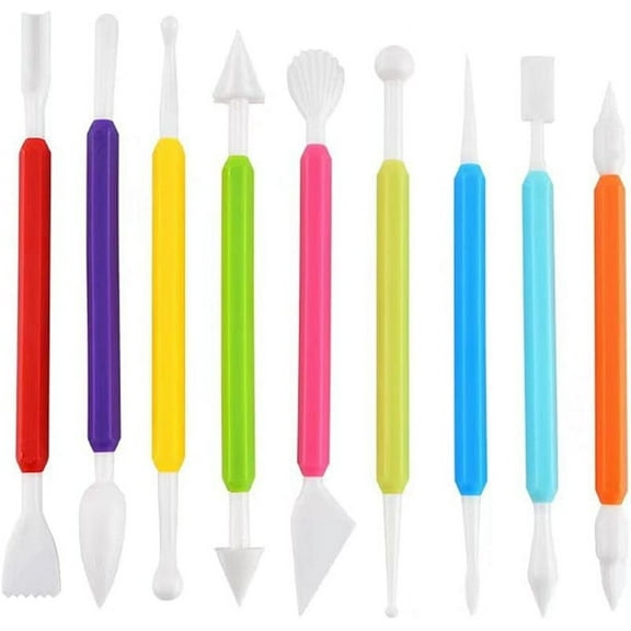 9 Pieces of Clay Carving Tools, Children's Plastic Modeling Clay Tools, Double-Headed Plastic Ceramic Pottery Tool kit, Handicraft Clay Modeling DIY kit Chef Decoration Modeling and Carving Tools