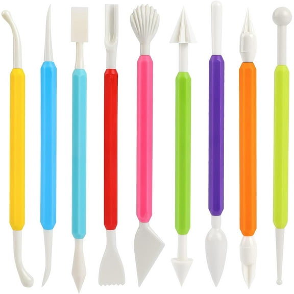 9 Pieces Clay Sculpting Tools, Plastic Clay Sculpting Tools, Polymer Clay Shaping Tools, Pottery Shaping Tools for Clay, Double-Heads Polymer Clay Tools Kit for Embossing Modeling Sculpting