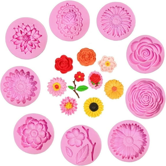 9 Pieces Of Exquisite Flower Silicone Molds, Creating Complex Designs, Diy Cake Chocolate And Crystal Epoxy Resin Crafts, Reusable, Suitable For Home Kitchens And Gatherings