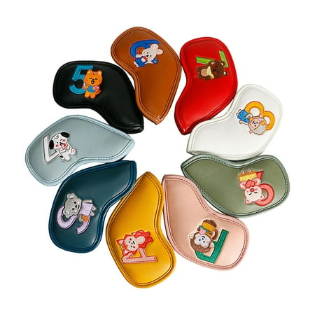 9 Pieces Golf Iron Headcover Golf Club Head Cover Number Tag, Protector, Accessories, Sticky Putter Sleeve for Training Professionals Golfer , Multicolor