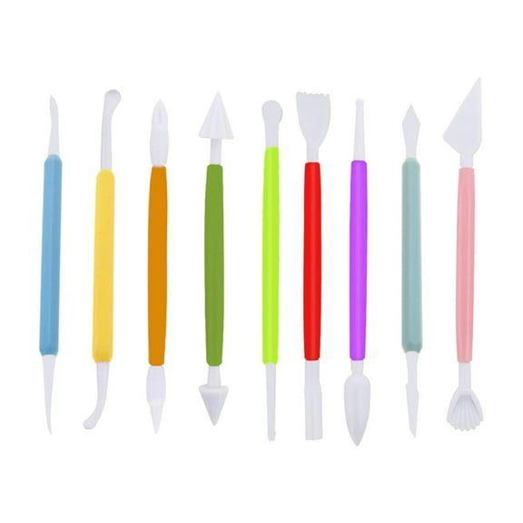 9 Pieces Kids Clay Modeling Tools Ceramic Pottery Tool Set for Cake Shaping And Sculpting Crafts - Assorted Colors