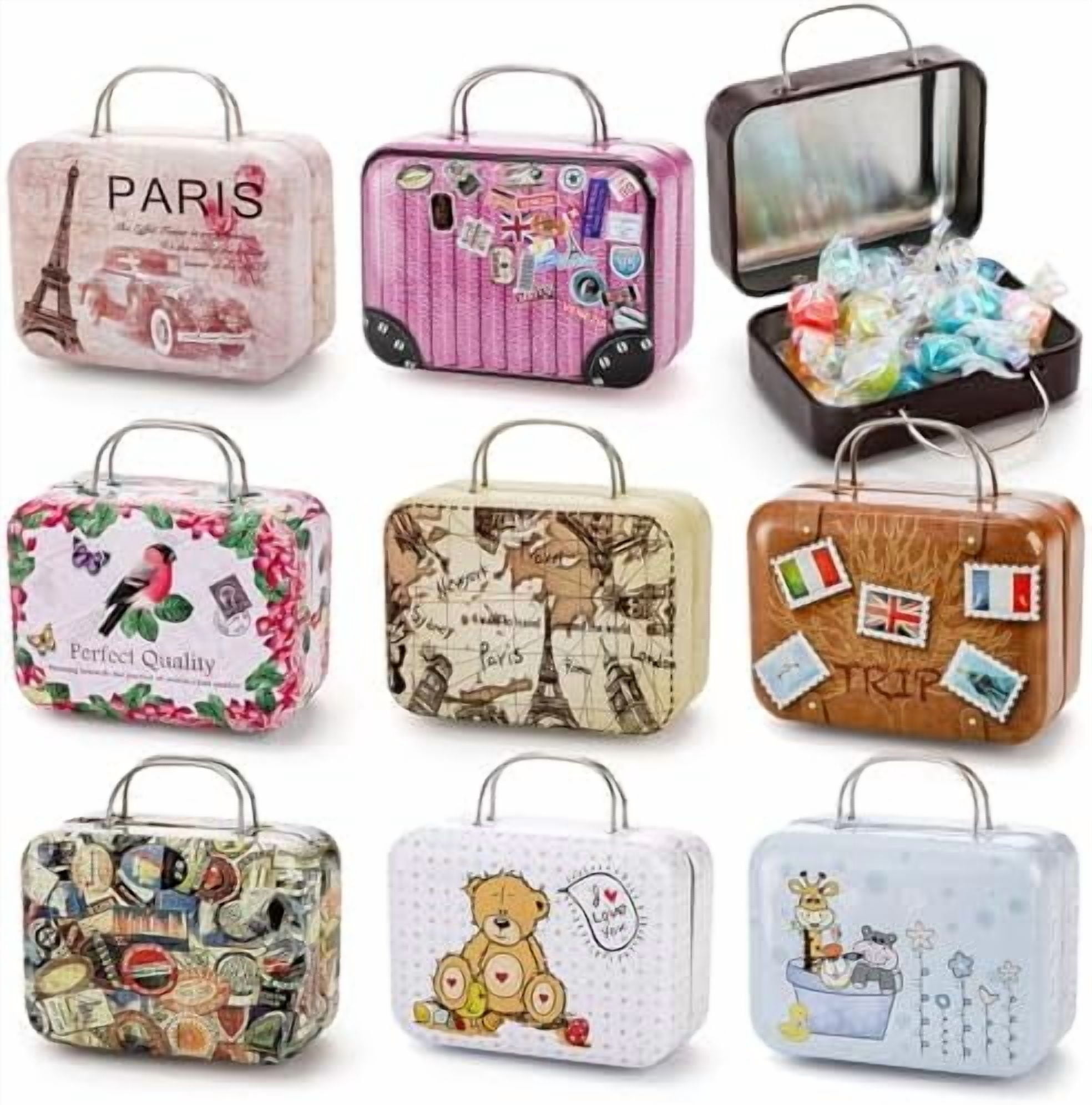 9 Pieces Mini Suitcase Party Favor Box, 3x2.2x1.4 Inches Little Luggage ...