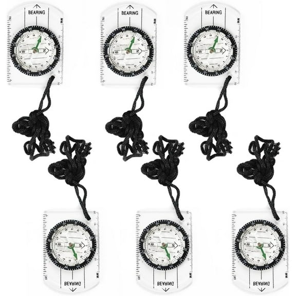 9 Pieces Orienteering Compass Hiking Backpacking Camping Compass Map Reading Outdoor Waterproof Compass for Scout Kids Women (Semiellipse Compass)