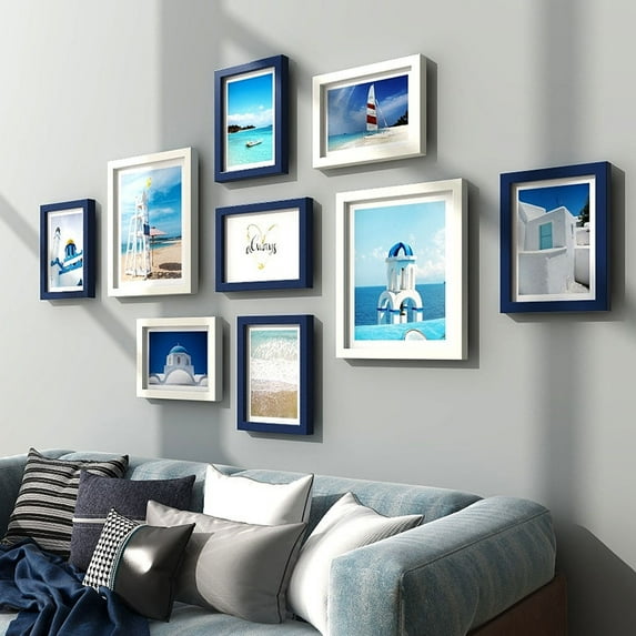 9 Pieces Photo Wall Photo Frame Wall-Mounted Punch-Free Custom Photo Internet Celebrity Living Room Bedroom Wall Decorations