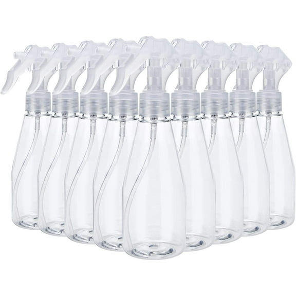 9 Pieces Plastic Spray Bottle, Empty Small 7oz/200ml Clear Spray Bottles, Fine Mist Plastic Refillable Trigger Sprayer for Cleaning Solutions, Hair Care, Essential Oils, Watering Plants