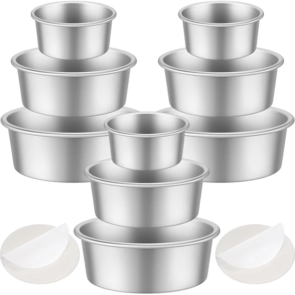 9 Pieces Round Cake Pans Aluminum Set Non Stick Small Cake Pans Sets Round Cheesecake Baking Tools for Home Party Baking Supplies(6 Inch, 8 Inch, 10 Inch)