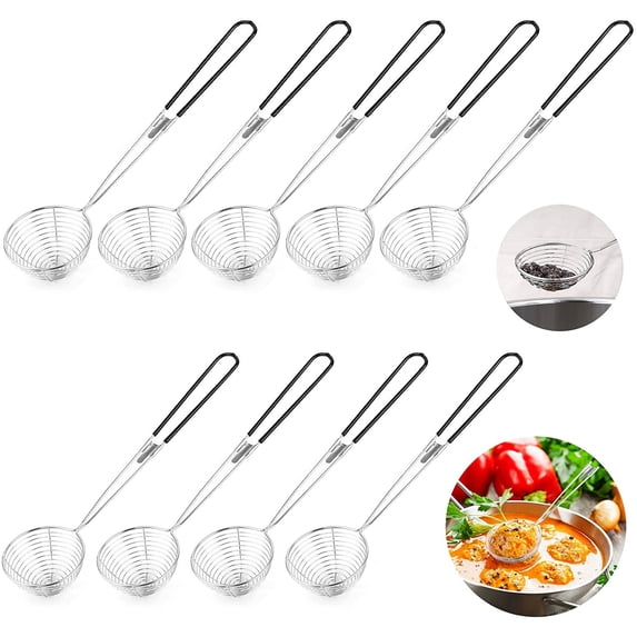 9 Pieces Stainless Steel Spider Strainer Spoon Small Wire Skimmer ...