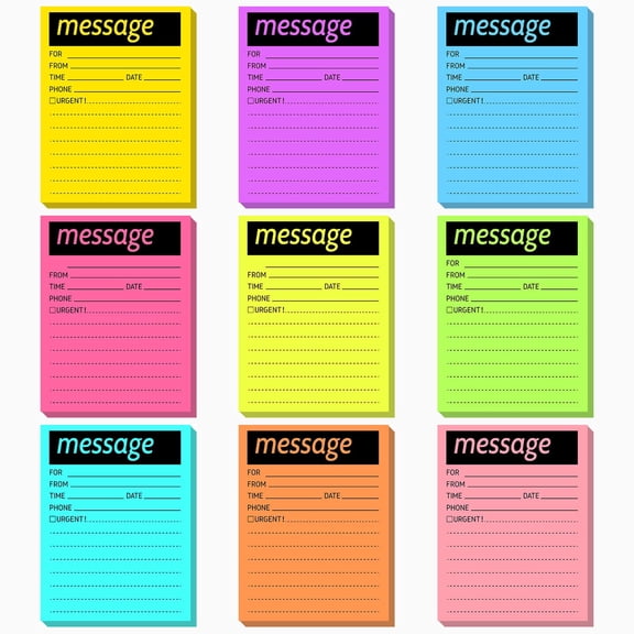 9 Pieces Telephone Message Sticky Notes Pads 4 x 5 Inch Assorted Neon Colors Sticky Notes for Work Call, Office Supplies, 50 Sheets/Pack