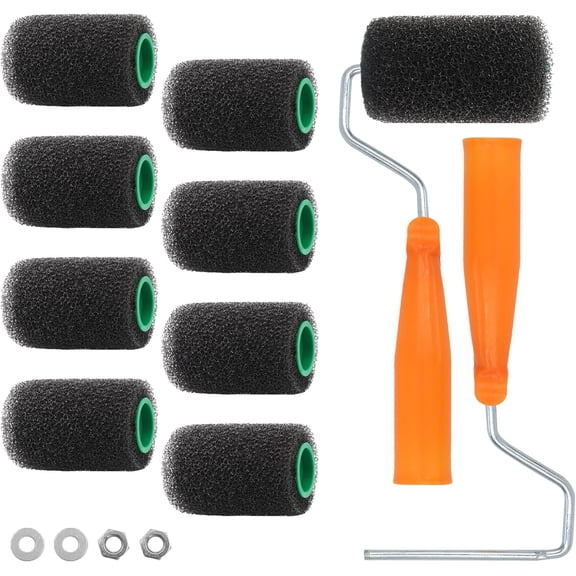 9 Pieces Textured Paint Roller Set with 2 Pieces Frame 4 Inch Drywall Compound Foam Paint Roller for Painting Roll on Bed Liner Kit for Truck Coatings Create Texture Effects (4 Inch)