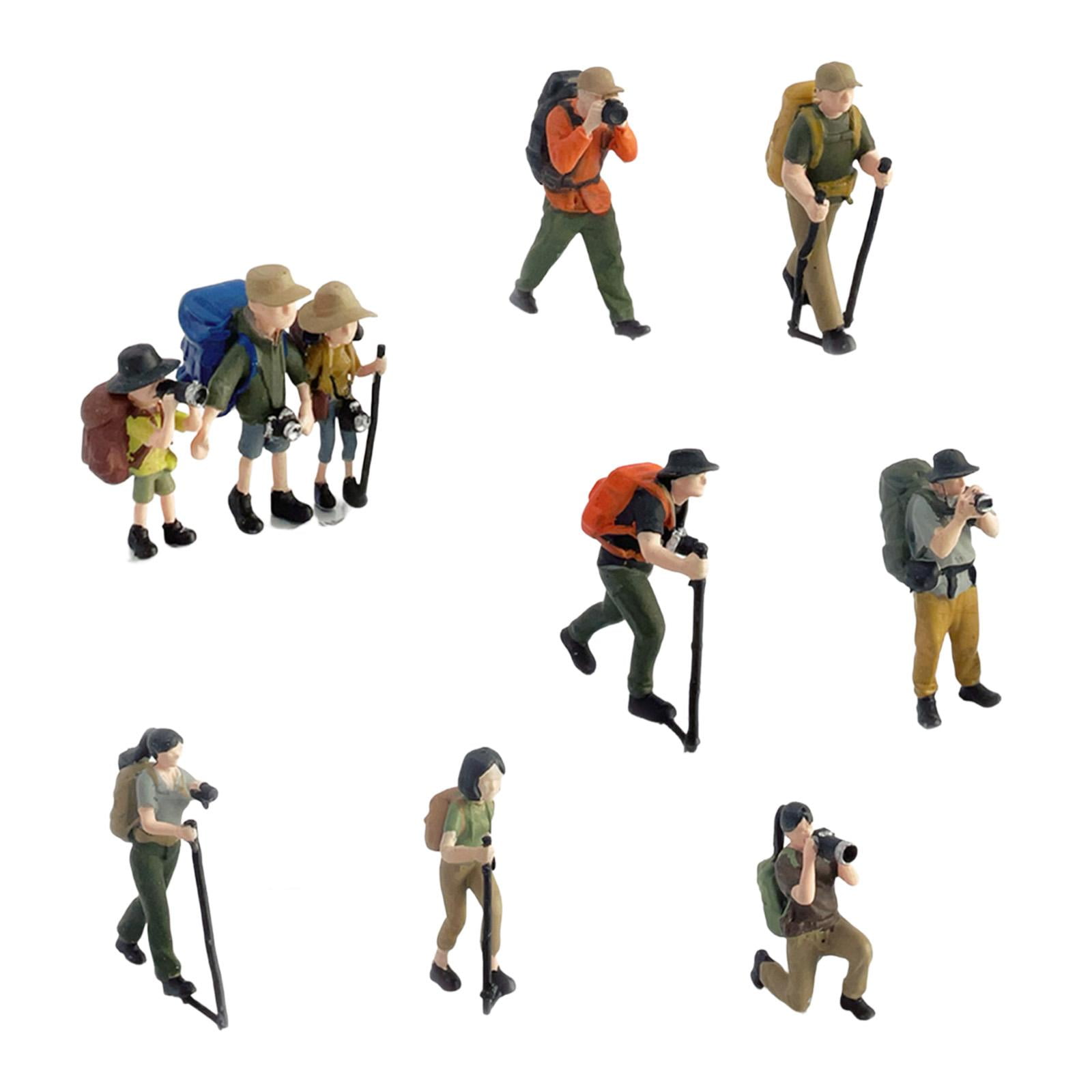 9 Pieces Tiny People Diorama Model Resin Hand Painted Detail for Mountaineer Scene Display Car Photography