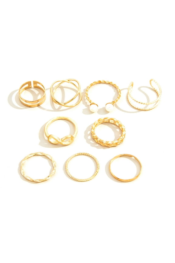 9 Pieces Vintage Stackable Rings Set Bohemian Gold Joint Finger Rings Adjustable Open Jewelry Gift