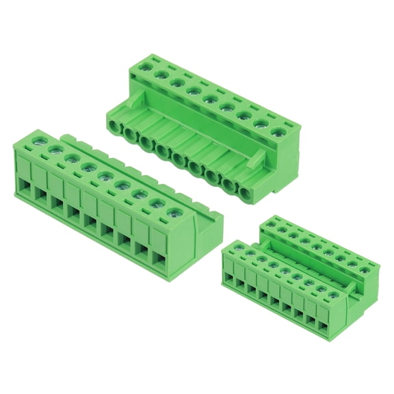 9 Pin 5mm 0.2 Inch Pitch PCB Mount Screw Terminal Male Female, Green