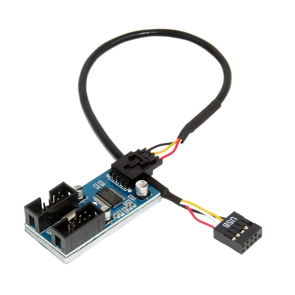 9 Pin USB Header Multiplier USB Cable Connector Extension Cable Cable for CPU Fans Motherboard , 1 to 2 Cable