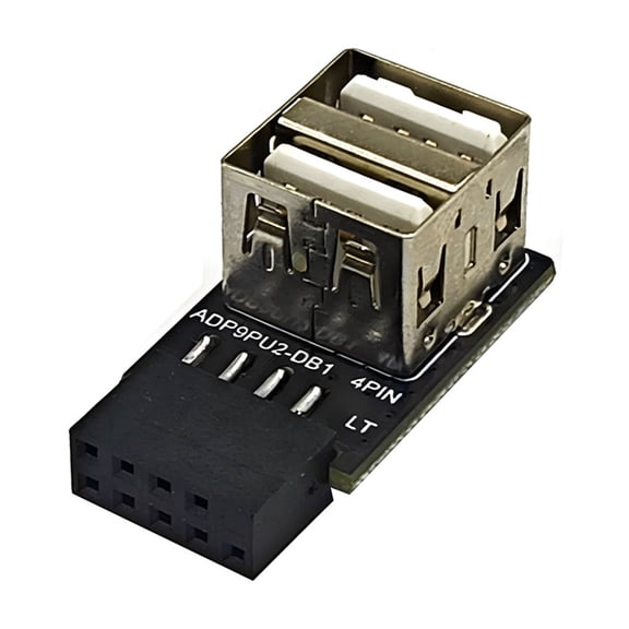 9 Pin to 2 Port USB Adapter Connector PC Internal Motherboard 9 Pin to USB 2.0 Female Converter for Desktop Computer
