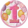 thumbnail image 1 of 9" Pink Balloons 1st Birthday Party Plates, 8ct, 1 of 1