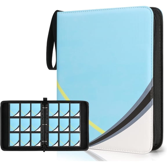 9 Pocket Card Binder for Pokemon Card, 720 Pockets Holder with 40 Removable Sleeves, 3-Ring Zip Design Trading Albums MTG/TCG/Sport Collectible Gifts Boys and Girls (Blue)