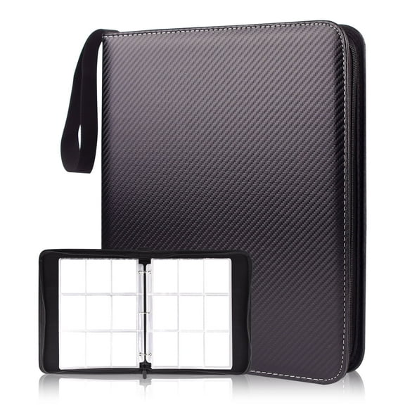 9 Pocket Card Binder, Premium Zipper Trading Card Binder,  Double Sided 900 Pocket PU Collection Binder, Collector Album, Card Folder for Sports & Game Cards(BlACK-9Pocket)