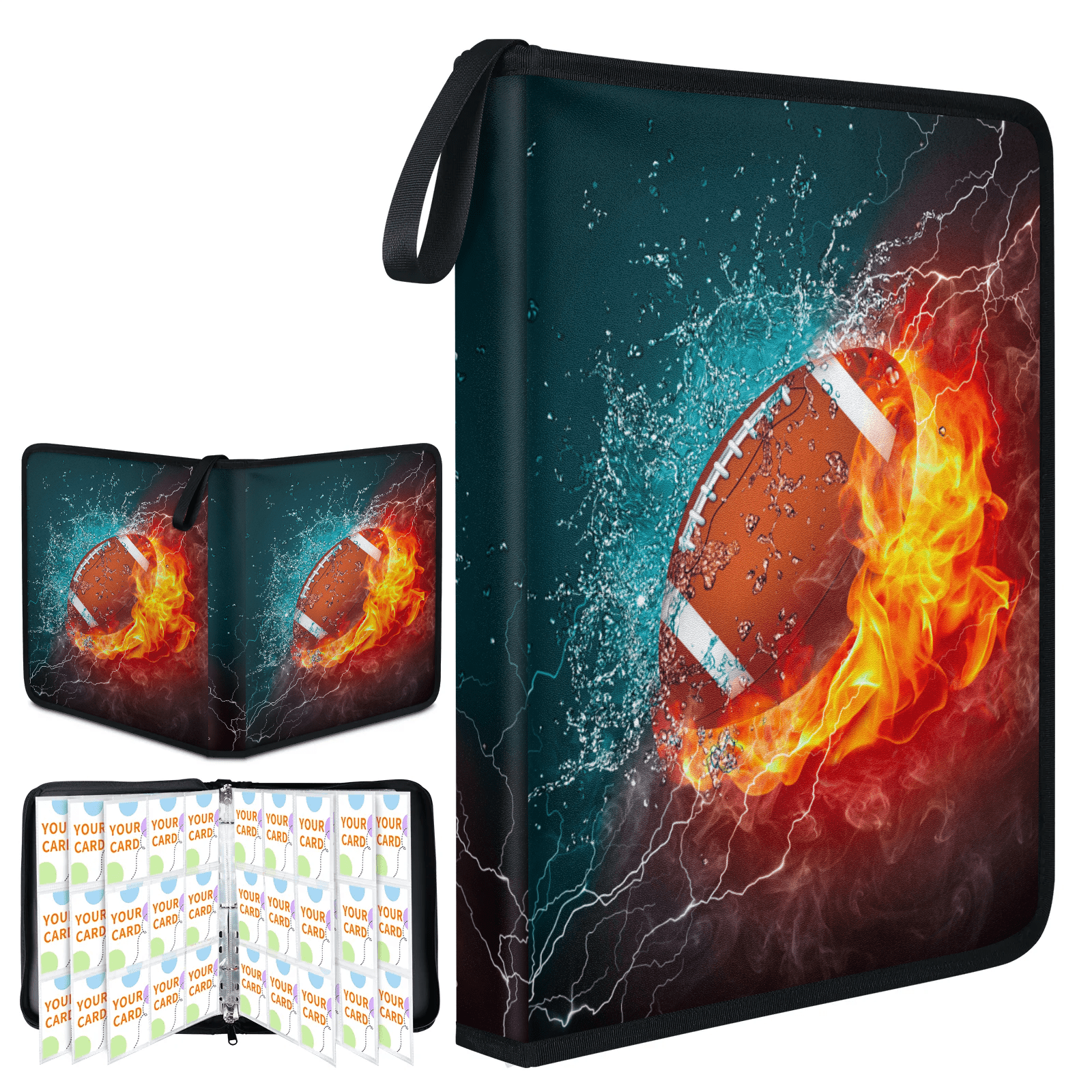 9 Pocket Card Binder Zip Trading Card Binder Portfolio with 50 Refillable Pages 900 Cards Holder for Sports Cards Game Cards