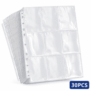 9 Pocket Page Protector, Trading Card Sleeves Pages Card Binder Baseball Card Sheets for Standard Size Cards, Coupon, Sport Cards, Game Cards, Business Cards One-sided 30Pcs