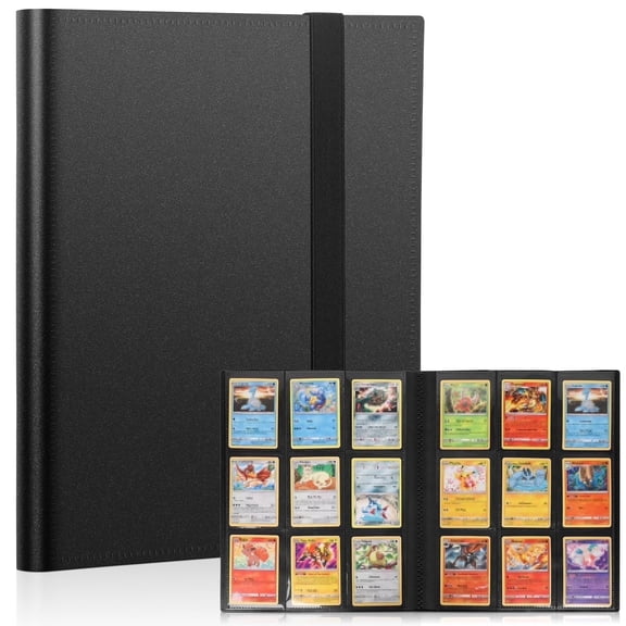 9 Pocket Trading Card Binder, Side Loading Card Album Holder with Elastic Strap, Non-PVC Card Collection Book for Pokemon, Sports Cards, TCG, Photocards