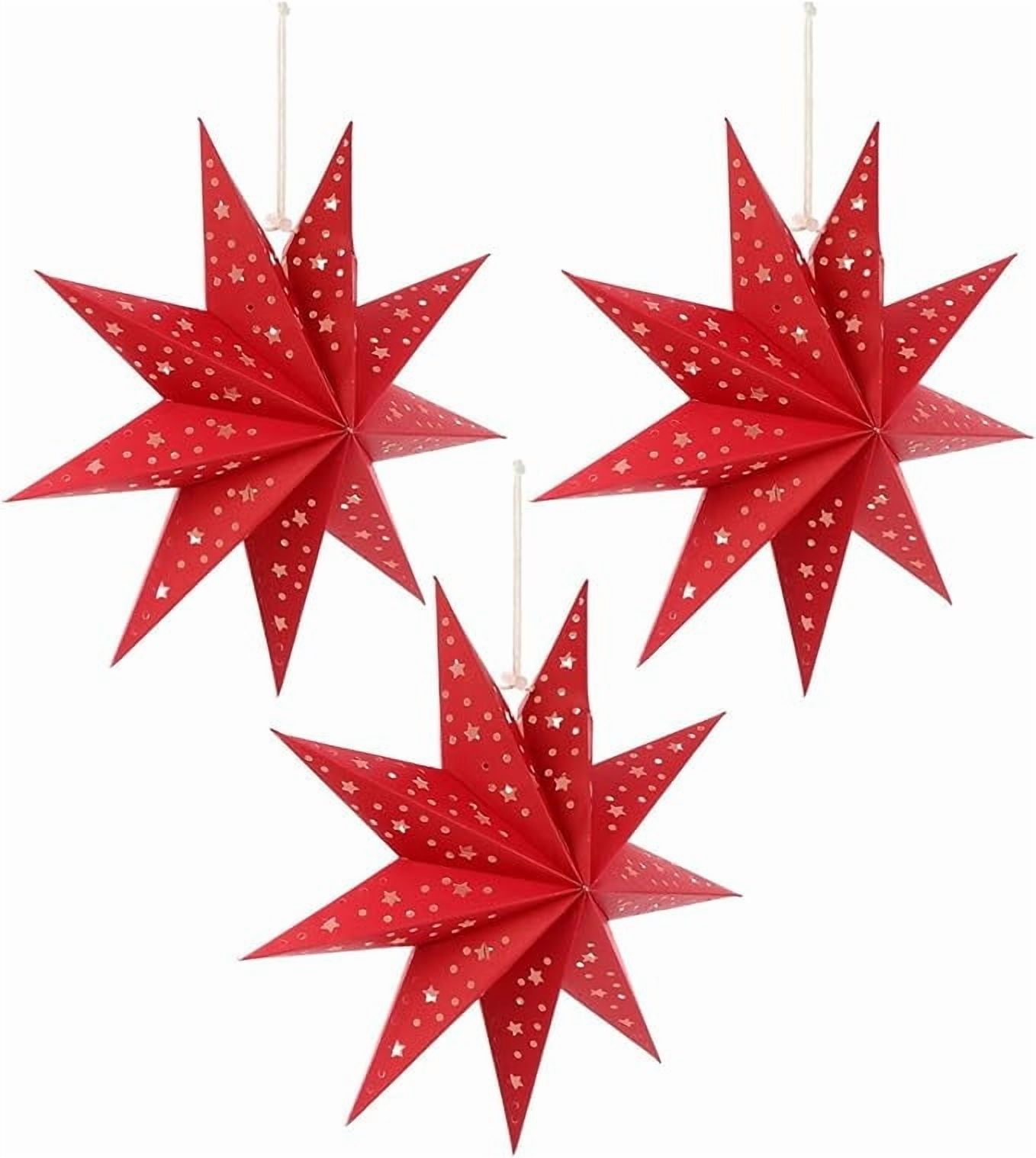 9-Point Star Hanging Christmas Lights - Battery-Operated Star Shade ...